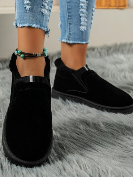 Faux Fur Suede Round Toe Boots