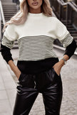 Striped Color Block Long Sleeve Knit Sweater