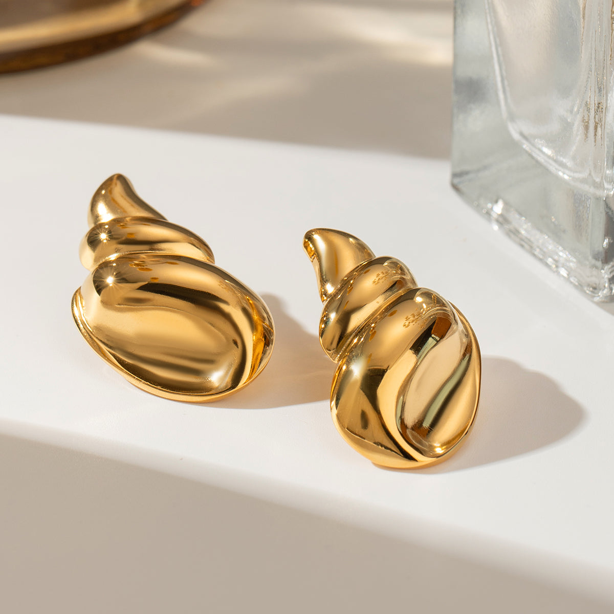 Gold-Plated Conch Earrings