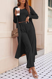 Drawstring  Long Sleeve Cover Up and Pants Set