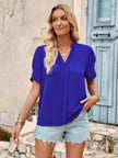 V-Neck Short Sleeve Blouse