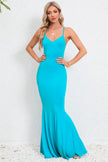 Crisscross Spaghetti Strap Fishtail Maxi Dress