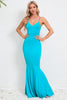 Crisscross Spaghetti Strap Fishtail Maxi Dress