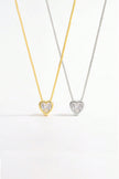 Sterling Silver Inlaid Zircon Heart Pendant Necklace