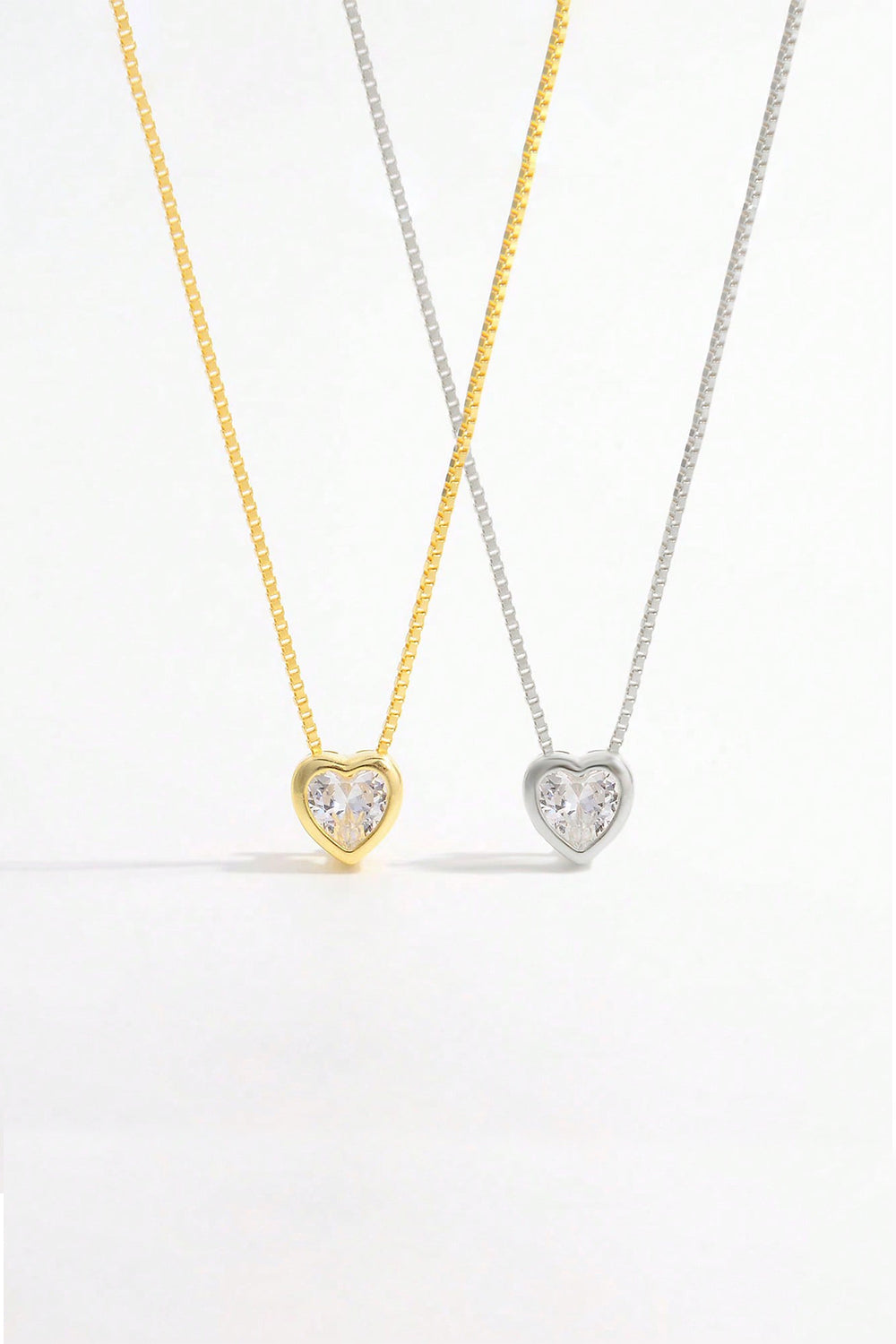 Sterling Silver Inlaid Zircon Heart Pendant Necklace