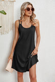 Eyelet Scoop Neck Double Strap Mini Dress