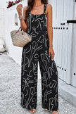 Devine Printed Wide Strap Jumpsuit with Pockets