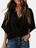 Full Size Cowl Neck Three-Quarter Sleeve Blouse