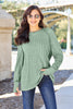 Basic Bae Full Size Ribbed Round Neck Long Sleeve Knit Sweater