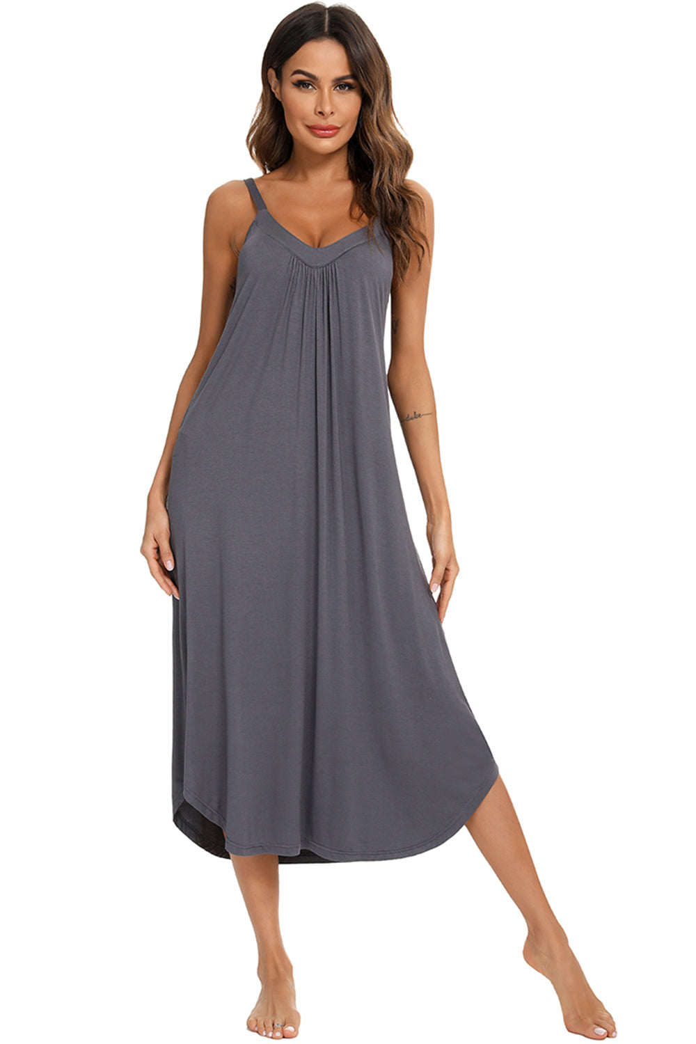 V-Neck Midi Lounge Dress