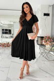 Surplice Puff Sleeve Midi Dress