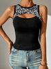 Ivy Lane Leopard Cutout Round Neck Tank