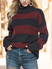 Striped Turtleneck Long Sleeve Sweater