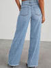 Raw Hem Wide Leg Jeans with Pockets