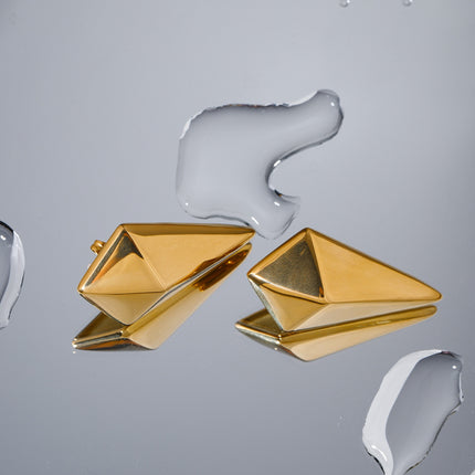 Stainless Steel 18K Gold-Plated Geometric Earrings