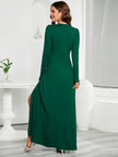 V-Neck Long Sleeve Split Maxi Dress