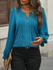 Notched Flounce Sleeve Blouse