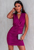 Ruched Surplice Sleeveless Wrap Mini Dress