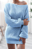 Boat Neck Long Sleeve Sweater Mini Dress