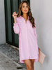 Lovelet Button Up Collared Neck Long Sleeve Shirt Mini Dress