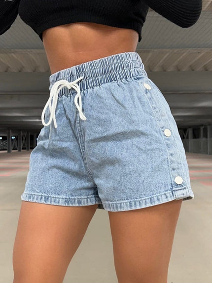 Drawstring High Waist Denim Shorts