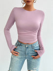 Devine Backless Round Neck Long Sleeve T-Shirt