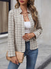 Plaid Open Front Long Sleeve Jacket