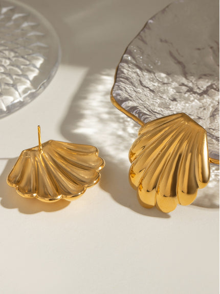 Gold-Plated Stainless Steel Shell Stud Earrings