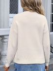 Angel Wings Bow Graphic Round Neck Long Sleeve Sweater