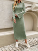 Devine Tied Round Neck Long Sleeve Midi Dress