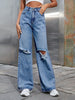 Distressed Wide Leg Jeans with Pockets