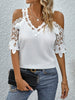 Lace Detail V-Neck Cold Shoulder Blouse