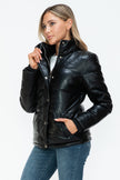 Pocketed Zip Up Turtleneck Puffer Jacket