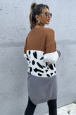 Perfee Leopard Color Block Cardigan