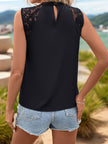 Perfee Lace Detail Mock Neck Sleeveless Blouse