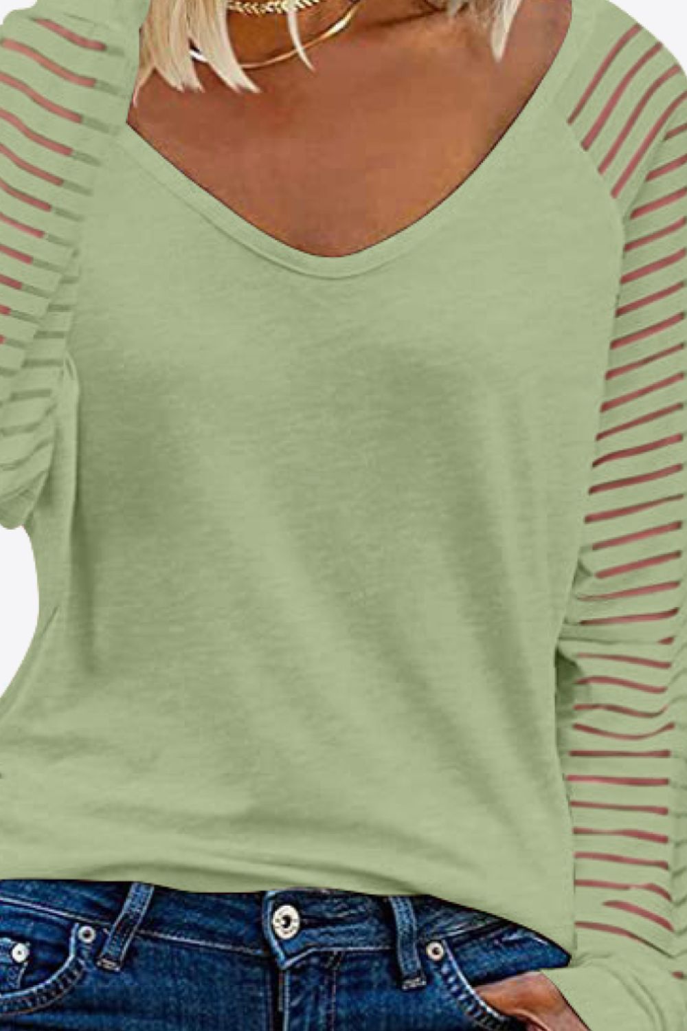 V-Neck Long Raglan Sleeve T-Shirt