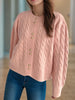 Cable-Knit Round Neck Long Sleeve Cardigan