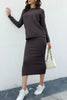 Round Neck Dropped Shoulder Top and Skirt Sweater Set