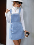 Wide Strap Denim Overall Mini Dress