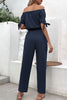 Perfee Off-Shoulder Tie Cuff Jumpsuit with Pockets