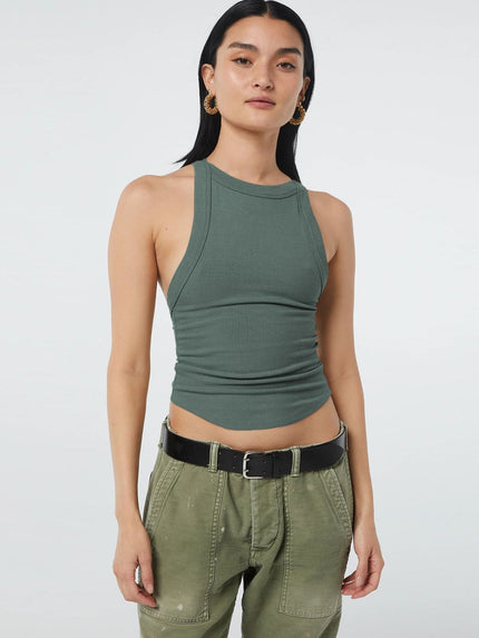 Halter Neck Ribbed Cropped Tank