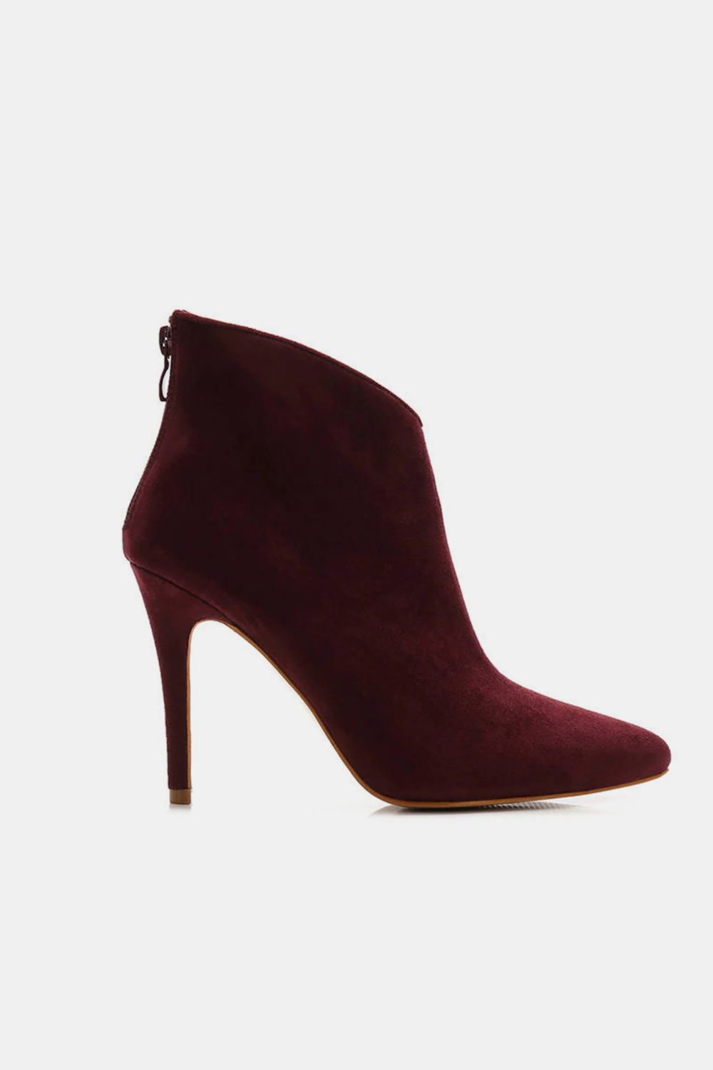 Beast Fashion Suede Stiletto Ankle Booties with Back Zippers