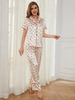 Contrast Piping Pocketed Top and Pants Pajama Set