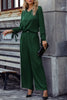 V-Neck Long Sleeve Top and Wide Leg Pants Set