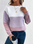 Color Block Boat Neck Sweater