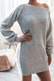 Boat Neck Long Sleeve Sweater Mini Dress