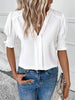 Notched Short Sleeve Blouse