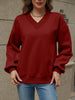 V-Neck Long Sleeve Dropped Shoulder Sweater