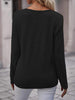 Round Neck Buttoned Long Sleeve T-Shirt