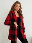 Plaid Long Sleeve Hooded Coat